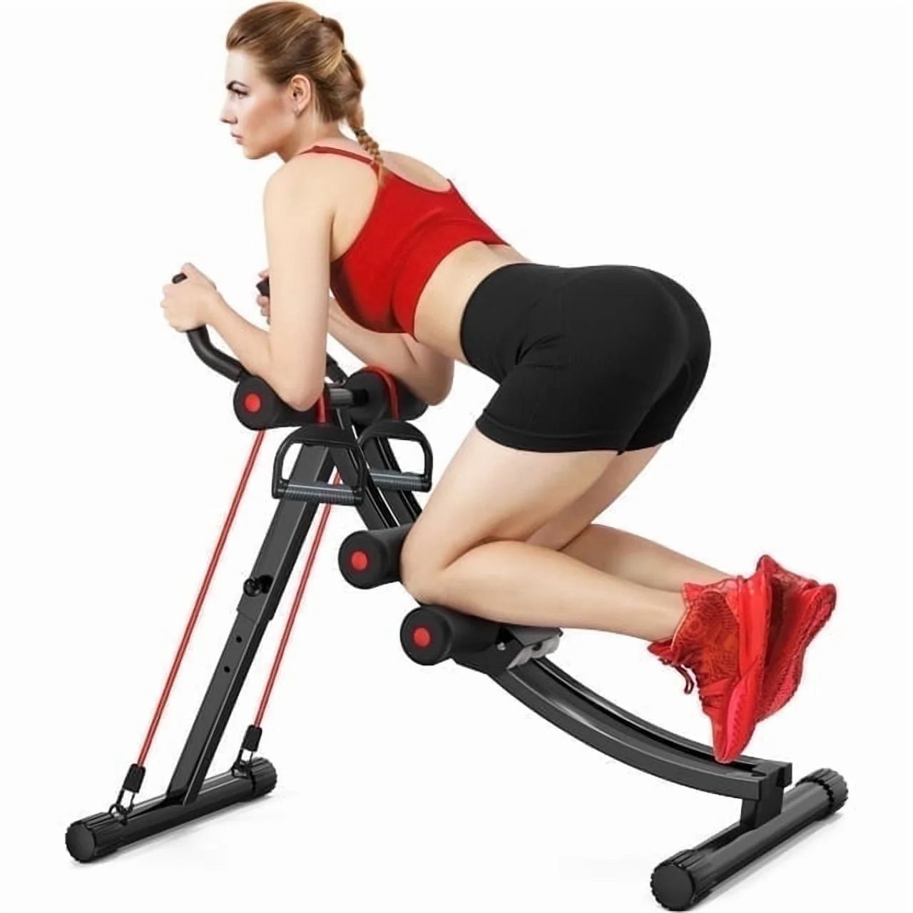 Foldable Ab Machine, Ab Workout Equipment for Home Gym,Core & Abdominal Trainer Fitness Equipment Max 440Lbs with LCD Display